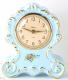 Snider powder blue version, china-cased mantel clock (8-day windup, 1950s)