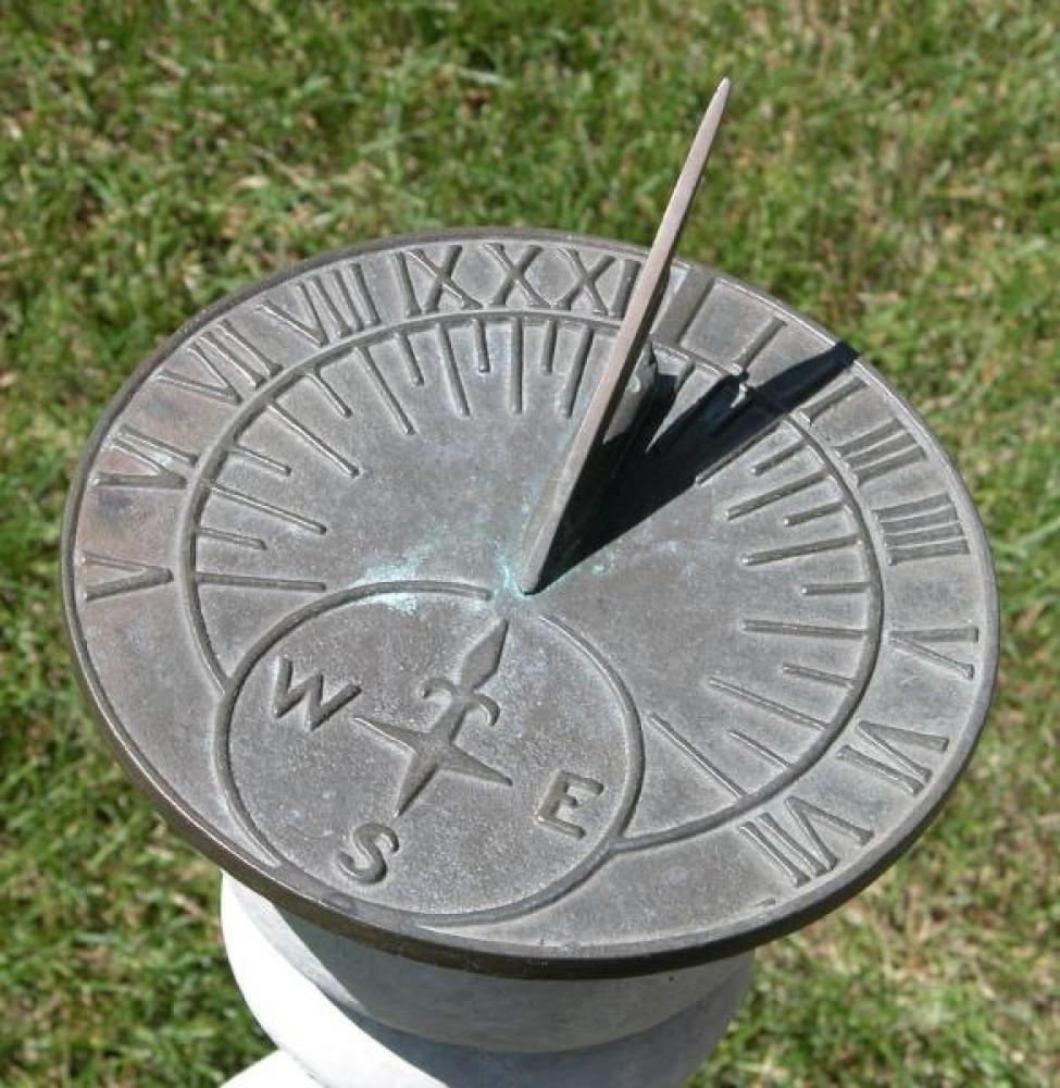 Closeup of the dial on our garden sundial