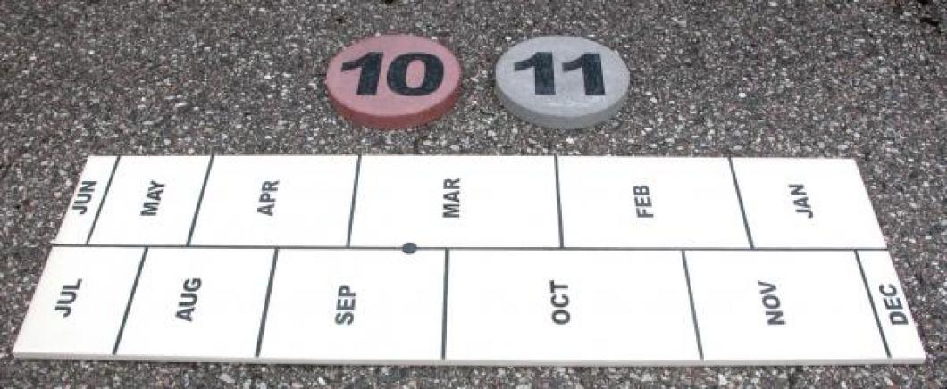 The human sundial centre board and numbers before installation