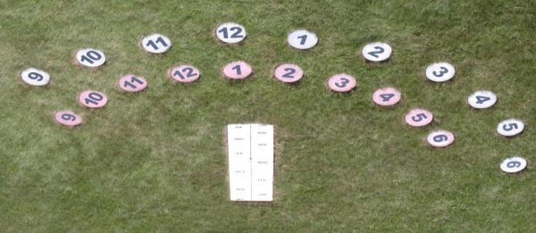 Human sundial centre board and numbers installed July 2008