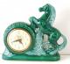 Snider green horse china-casedTV lamp clock (electric, mid 1950s) 