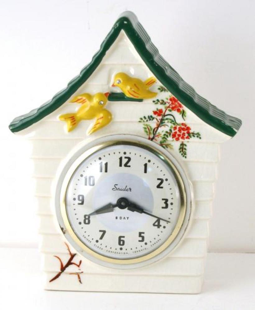 Snider birdhouse wall clock - green roof