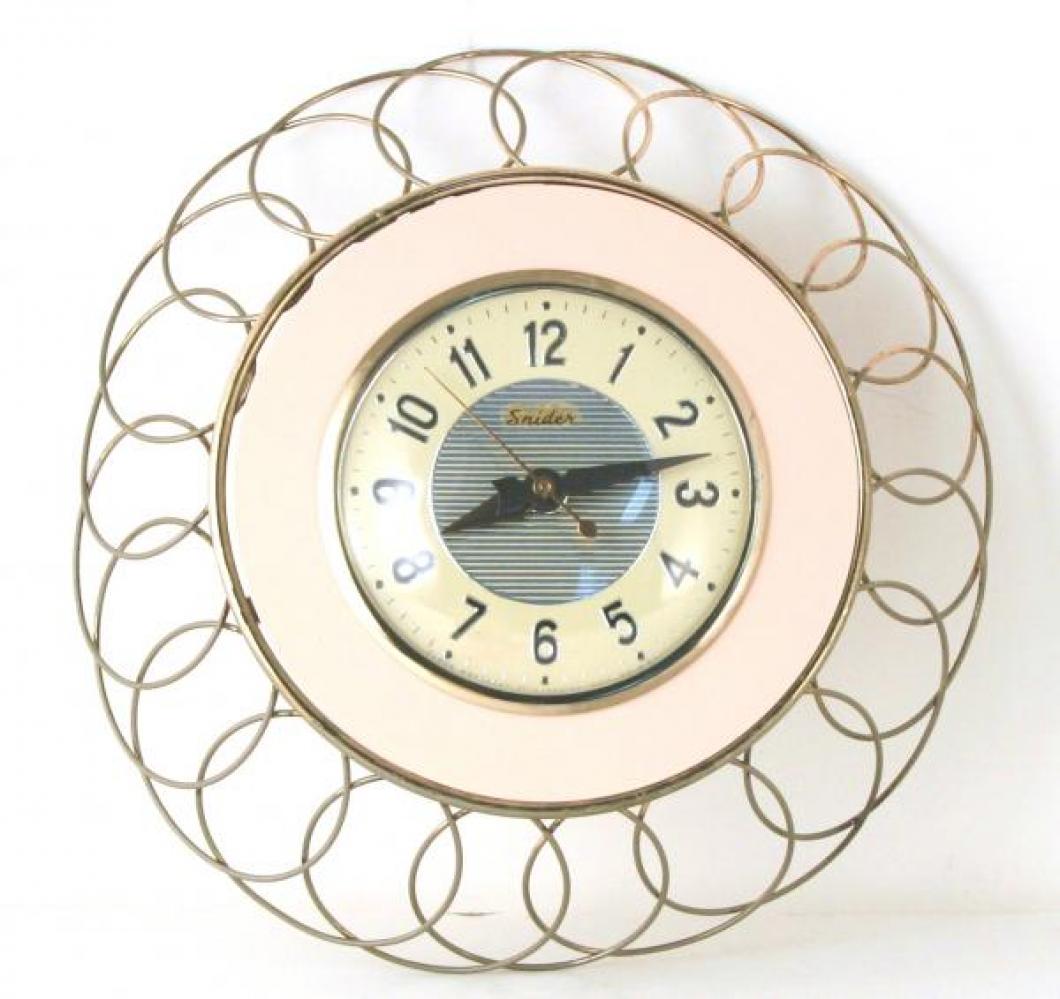 Snider round pink-accented wall clock
