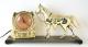 Snider gold horse/horseshoe mantel clock - metal base