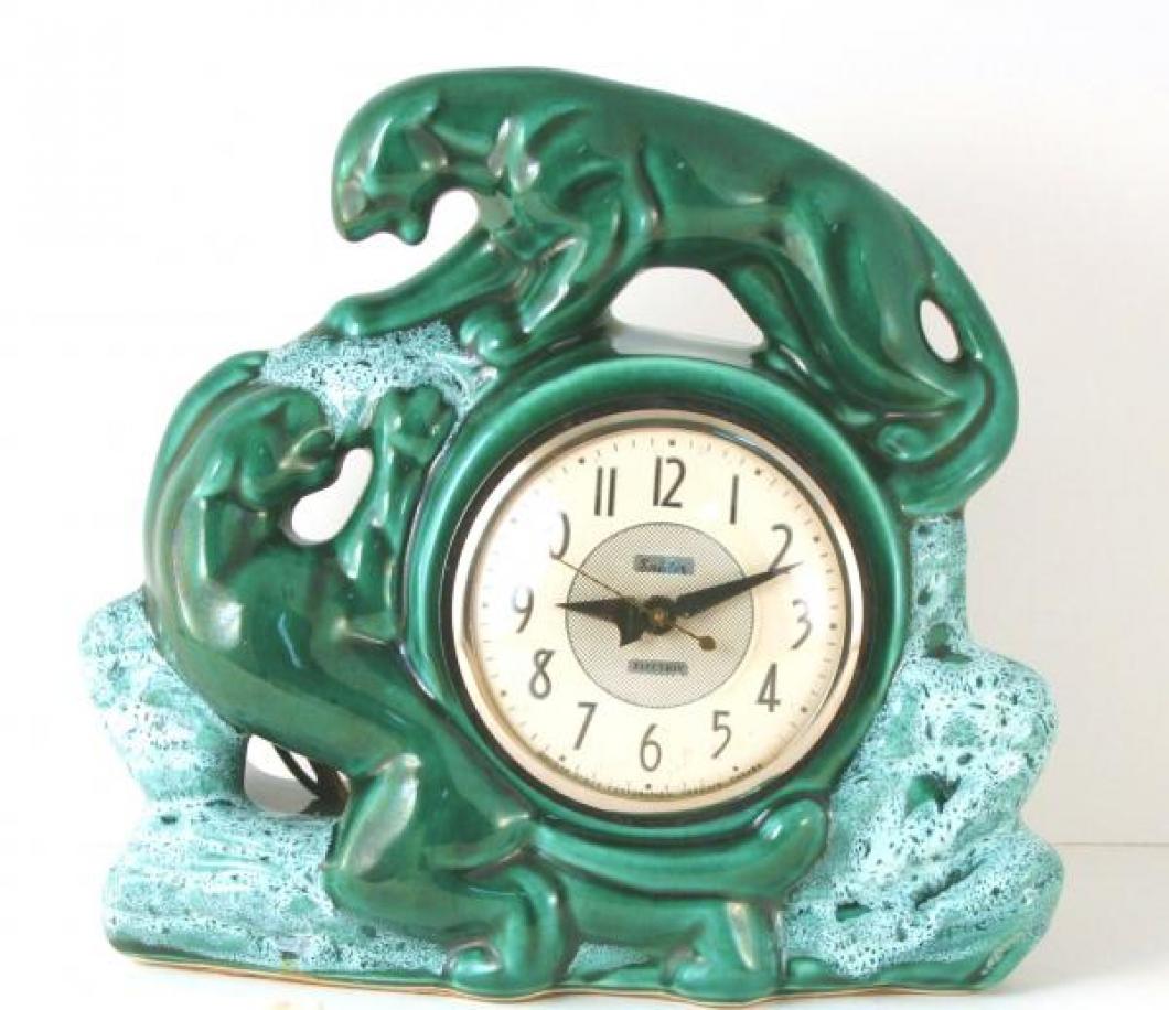 Snider green panthers mantel clock