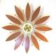 Snider large flower-like starburst wall clock with brass-plated metal rods and walnut "petal" rays (early/mid 1960s, electric)