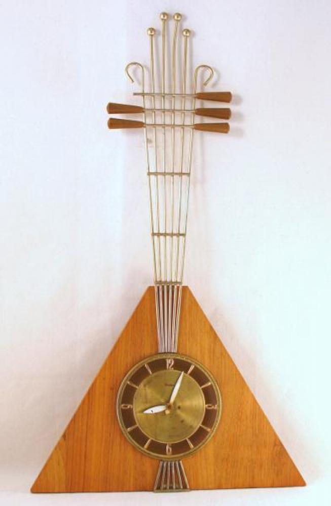 Snider "balalaika" wall clock (mid 1960s, electric, 2nd example, missing one peg, top left)