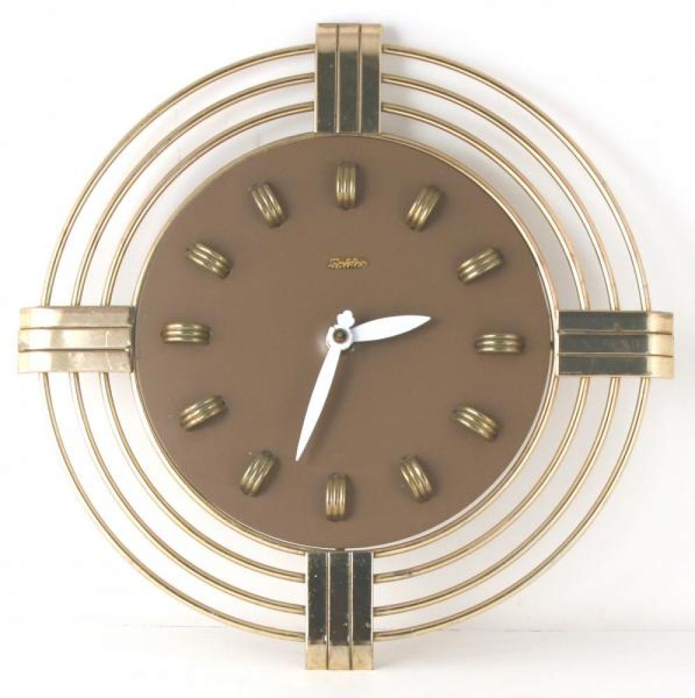 Snider brown-painted metal dial wall clock (late 1950s, electric)
