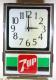 Advertising clock made by Wolfe Bros. Advertising Industries Ltd. in Toronto, ON, advertising 7-Up soft drinks