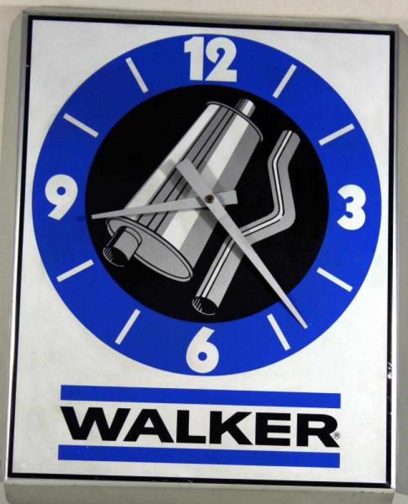 Advertising clock made by Creative Display, advertising Walker motor oil