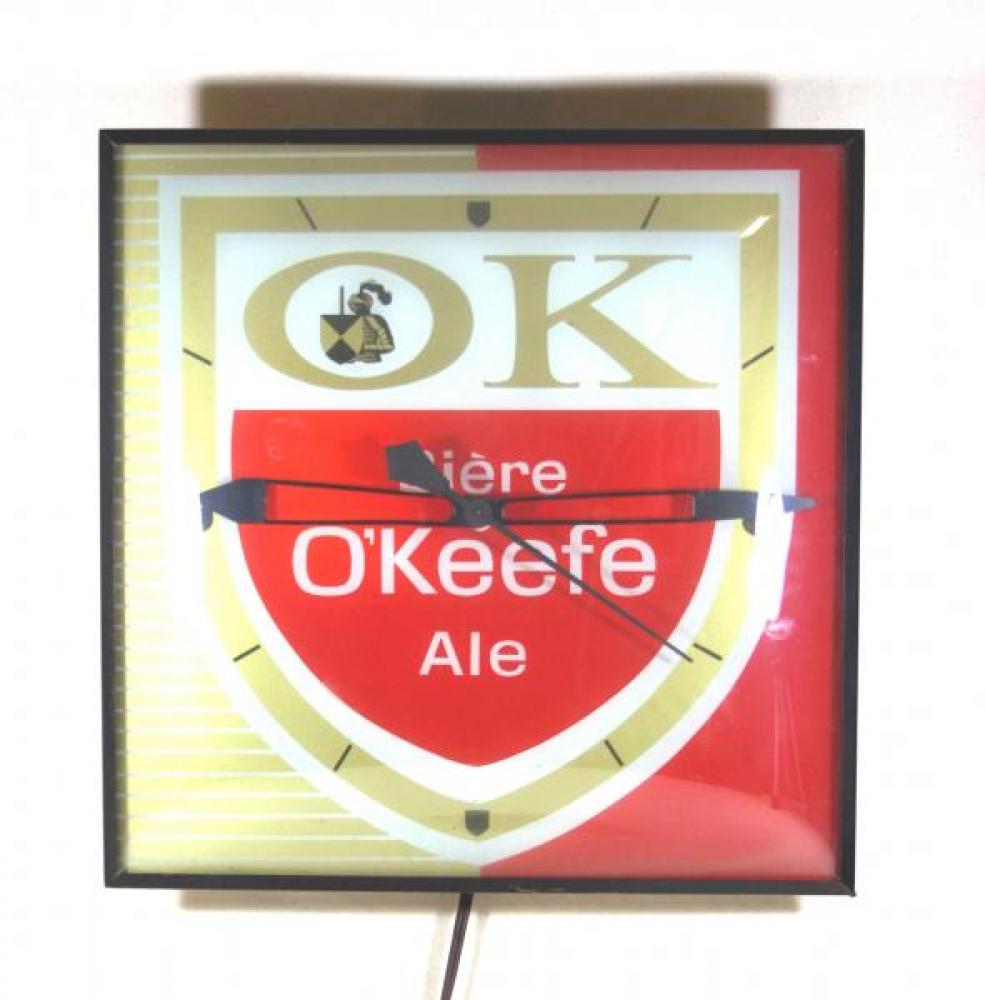 Advertising clock made by the Canadian Neon-Ray Clock Co. in Montreal, QC, advertising O'Keefe Ale