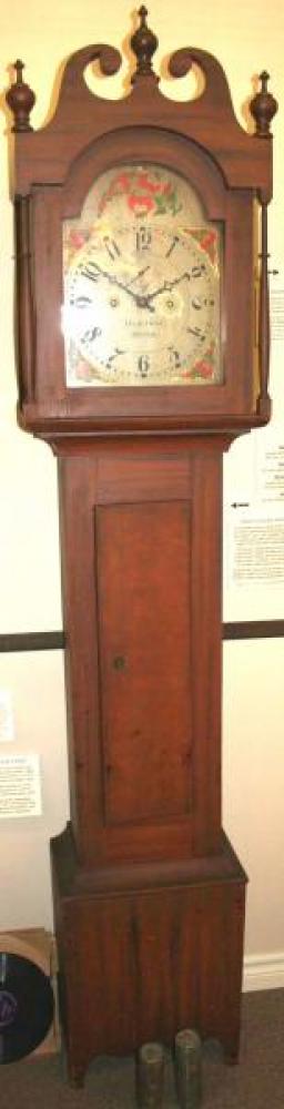 JB & R Twiss, Montreal, L.C. 1830 tall case clock (wood movement, painted pine case)
