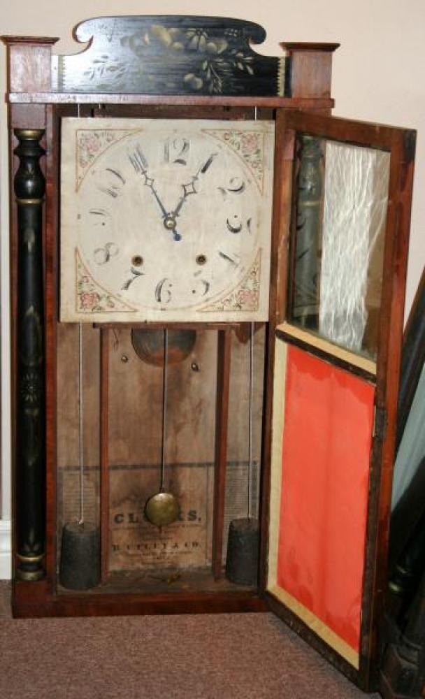 Horace Utley, Niagara Falls U.C. 1830s mantel clock (door open)