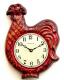 Red version of Caravelle chicken model battery wall clock.