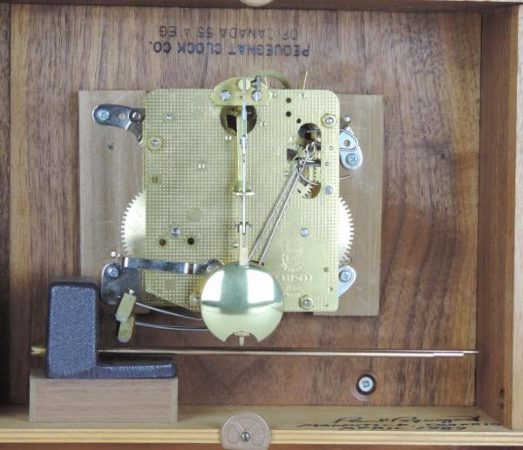 The movement in Paul Pequegnat's PETERBORO model mantel clock.