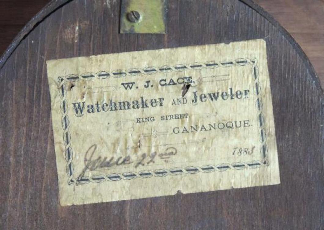 Canada Clock Company (Hamilton) PRINCE OF WALES model mantel clock SELLER'S 1883 LABEL