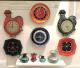 Bulova Caravelle 1960s/70s battery wall clocks with ceramic cases made by Blue Mountain Pottery in Collingwood, Ontario (still looking for the "fish" model).