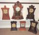 Canada Clock Company Hamilton 1880-1884 six mantel clocks, Victoria model centre on shelf
