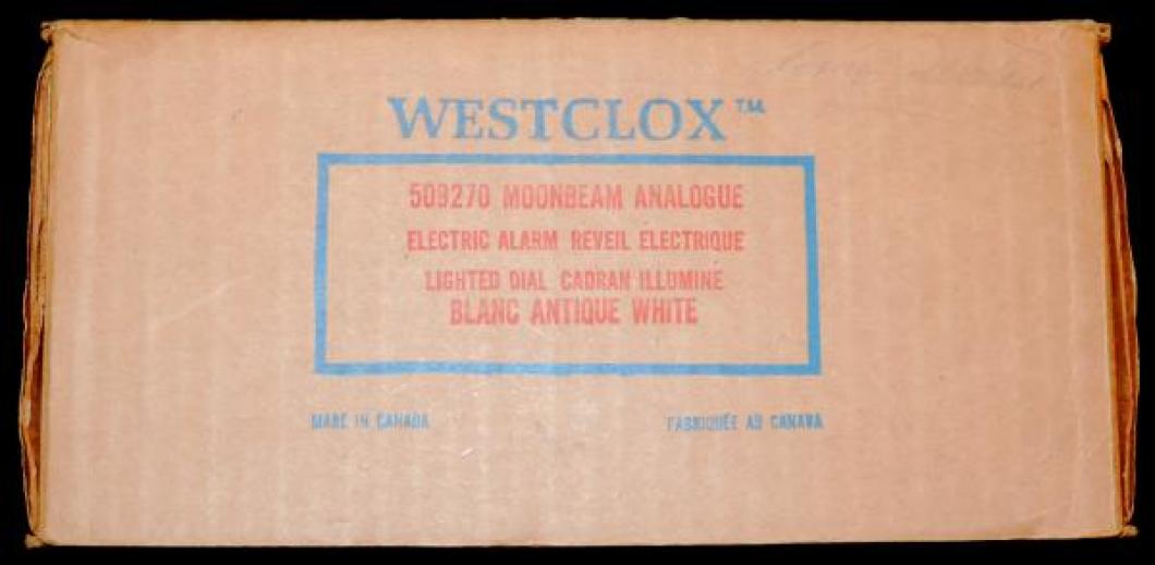 BOX for Westclox Canada fancy case 1960s MOONBEAM electric alarm clock