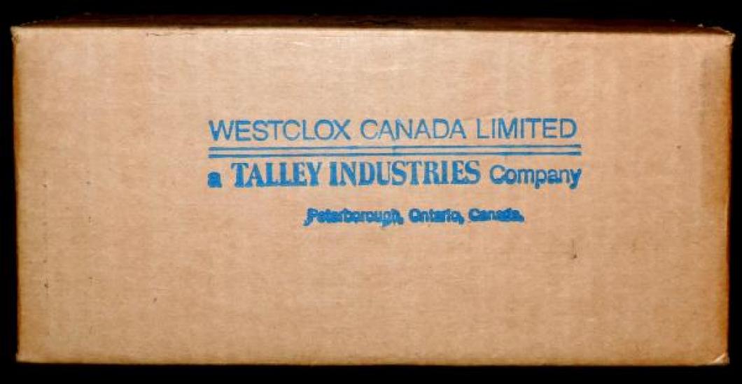 BOX another side Westclox Canada fancy case 1960s MOONBEAM electric alarm clock