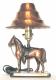 Breslin electric LAMP with copper-coloured metal shade and base, metal horse